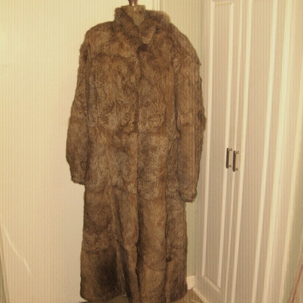❤️Womens C&A Full Length Raccoon Fur Swing Coat Size 40-44